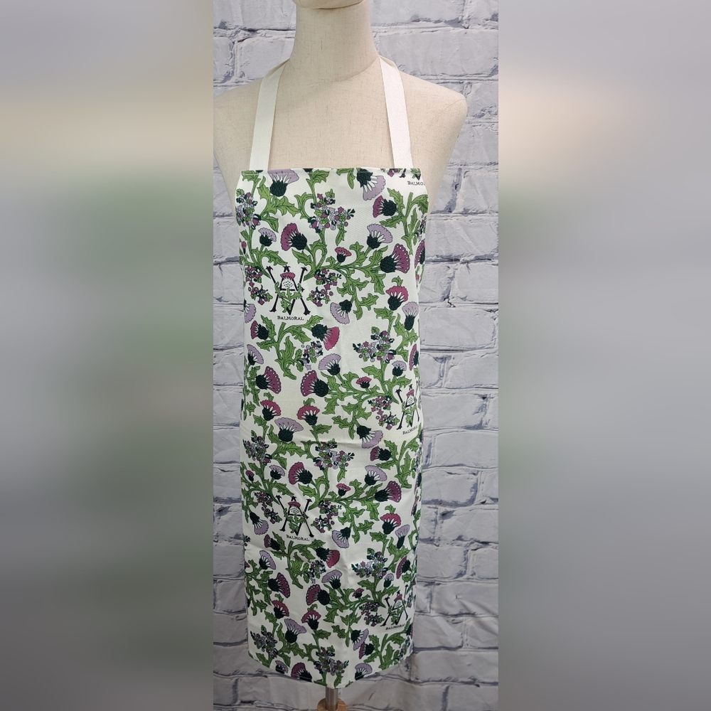 Vintage Cooking Apron 80s 70s Balmoral Castle Scotland  Floral Women's One Size
